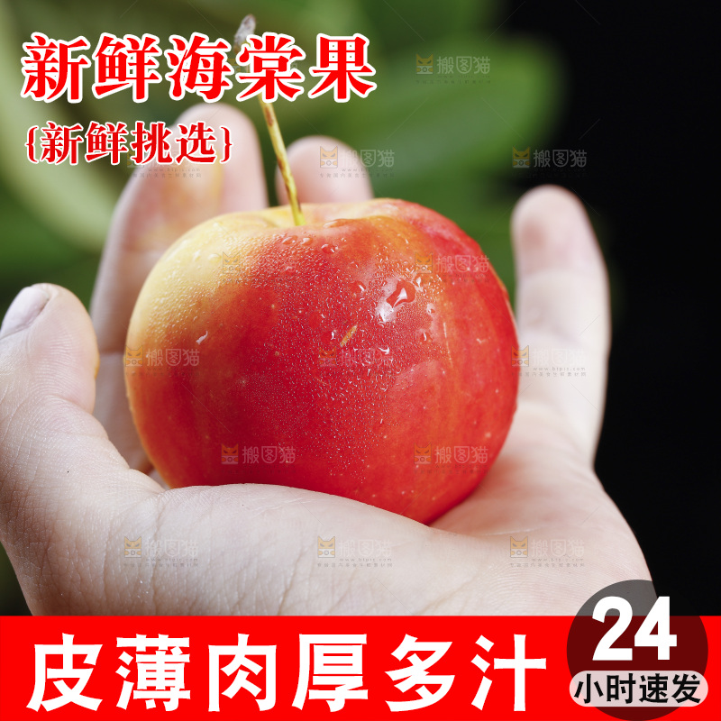 手上放着新鲜海棠果