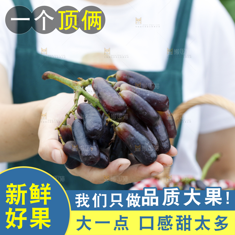 手里放着一串金手指葡萄