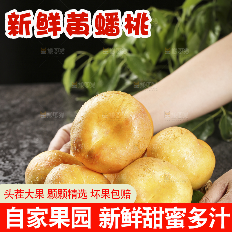 手端着一篮黄油蟠桃