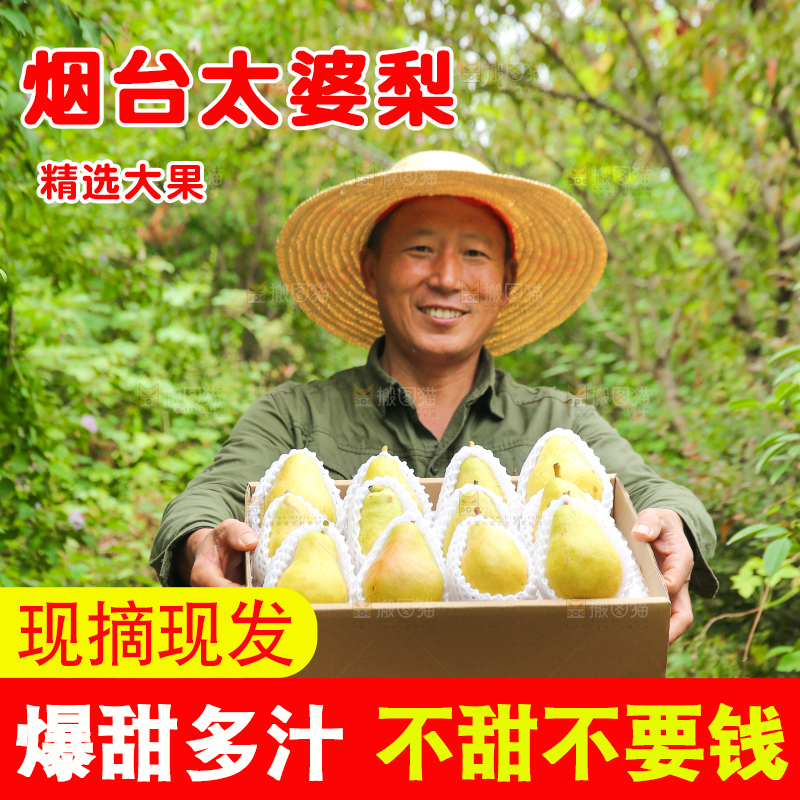 农民手里拿着一箱太婆梨
