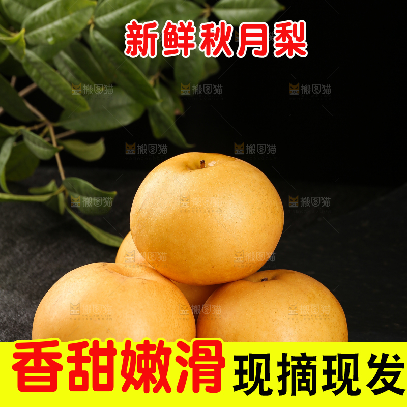 黑底上摆放着秋月梨