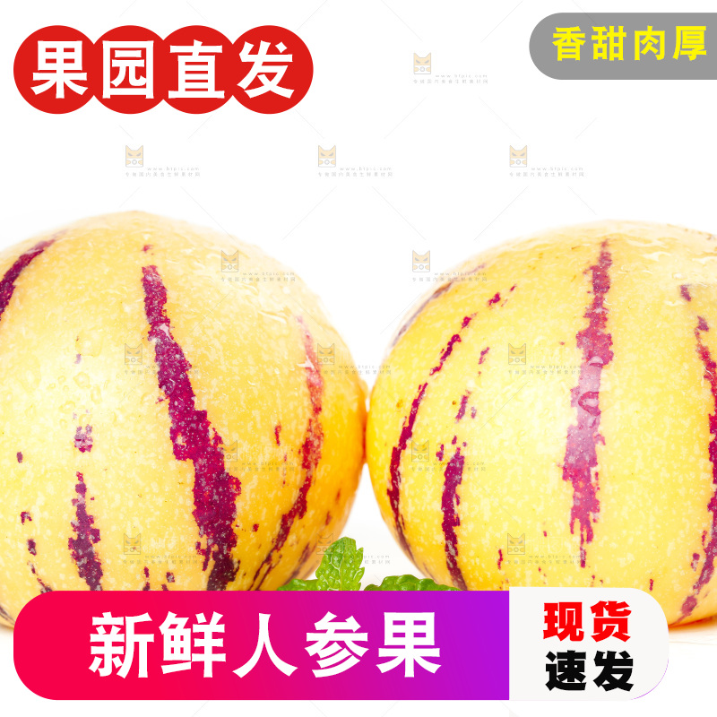 白底上放着人参果
