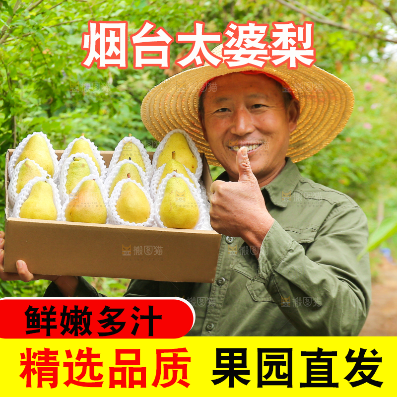 农民手里拿着一箱太婆梨