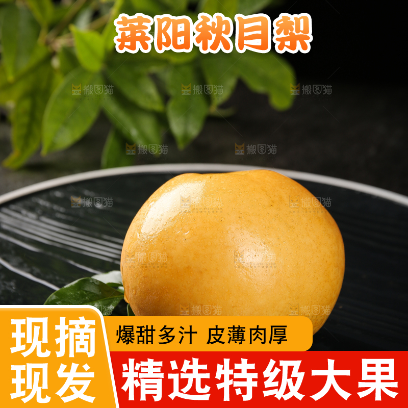 黑底上的新鲜秋月梨