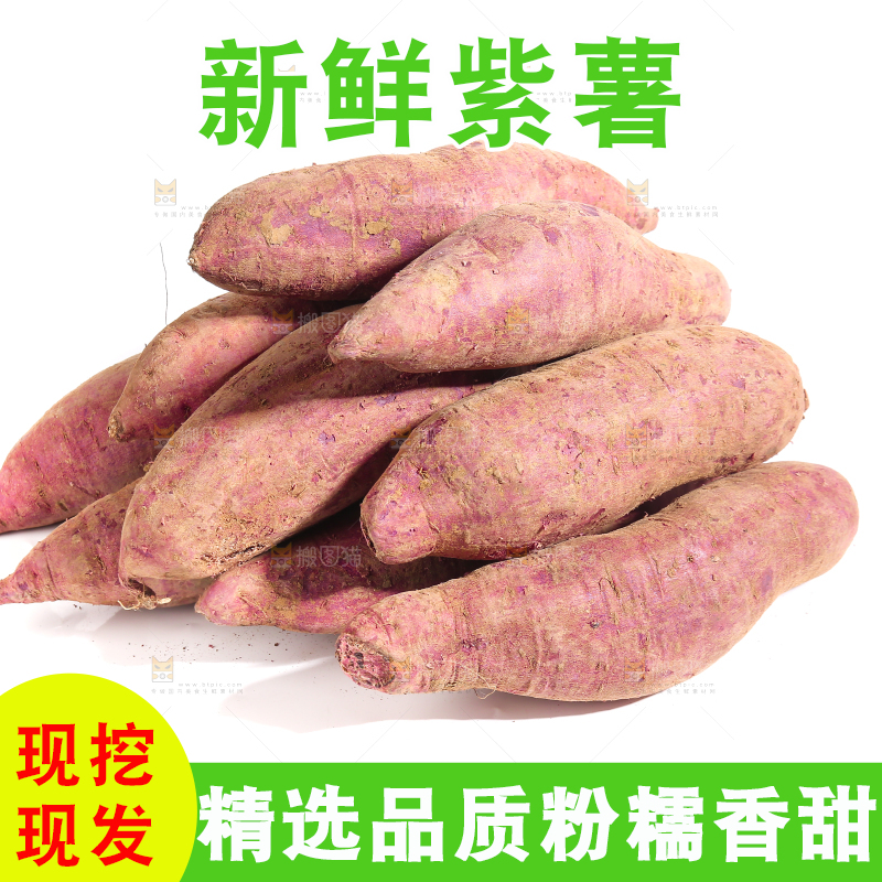 白底上堆放着的沙地紫薯