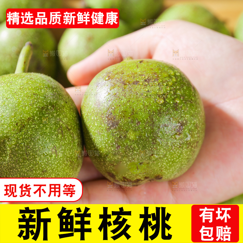 手上放着新鲜核桃