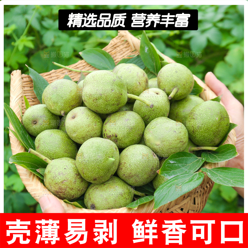 手里拿着一篮青皮核桃