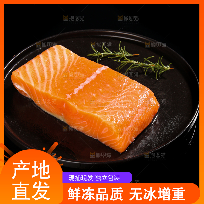黑底上的一盘三文鱼腩