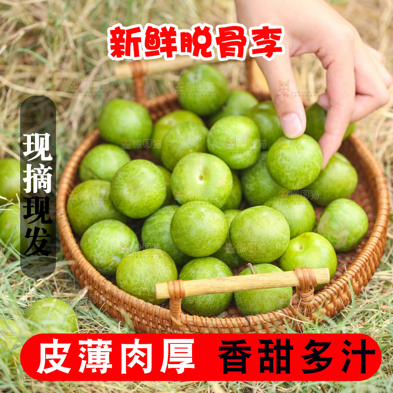 手拿篮子里的青脆李