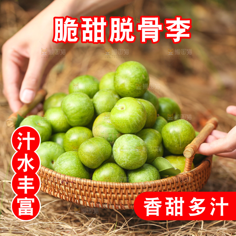 手提着一篮青脆李