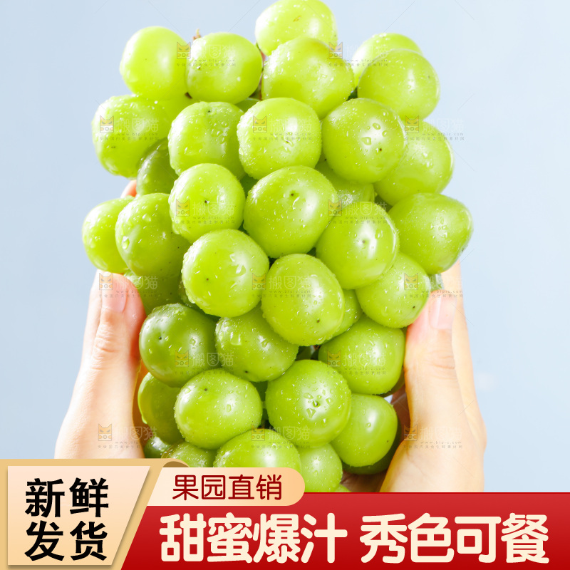 手捧着阳光玫瑰葡萄