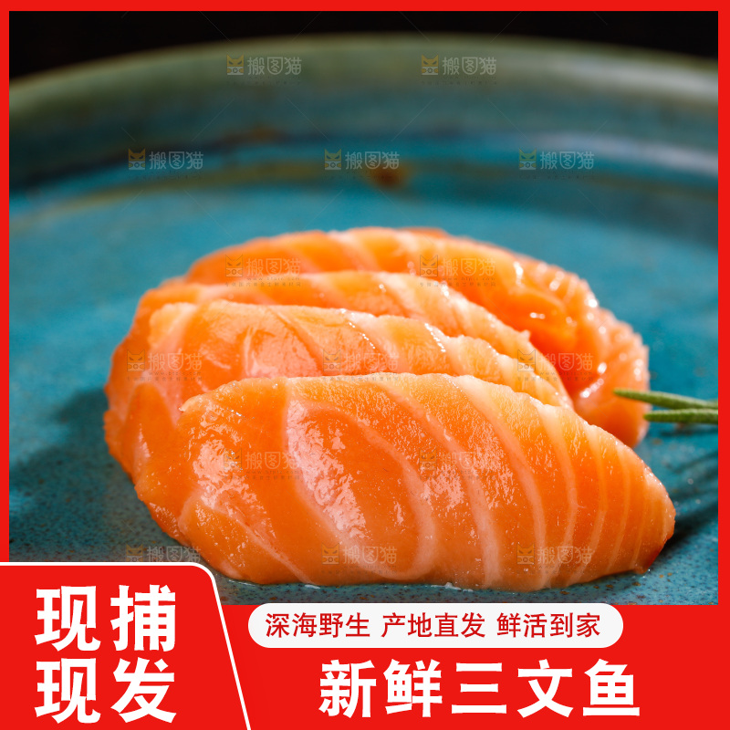 盘子里的三文鱼片