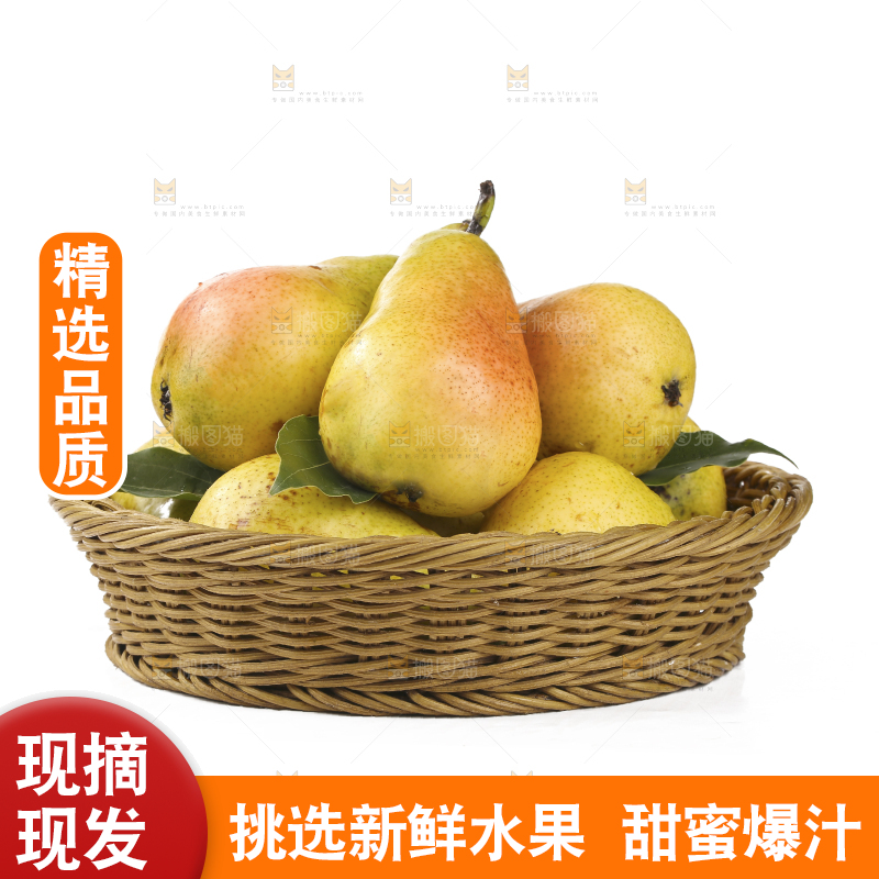 白底上的一篮太婆梨