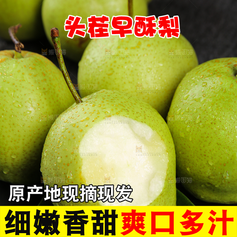 黑石板上的早酥梨