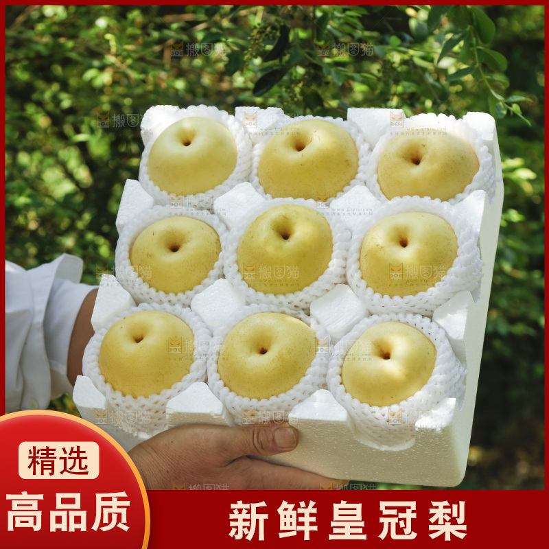手里拿着一箱皇冠梨