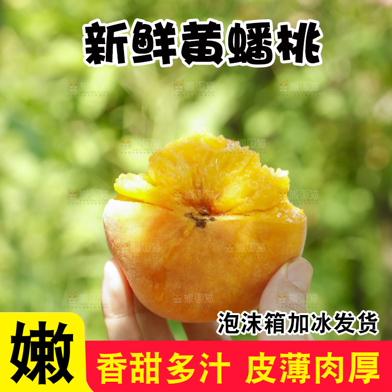 手里拿着新鲜黄蟠桃