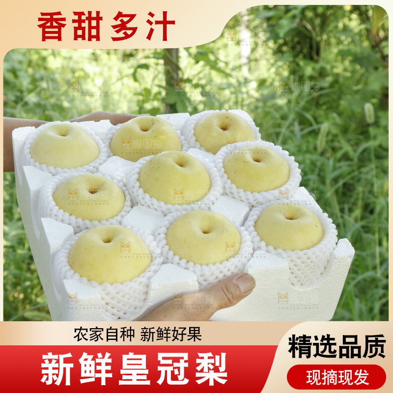 手里拿着一箱皇冠梨