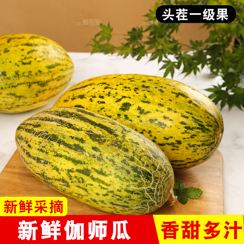 木盘上放着新疆伽师瓜