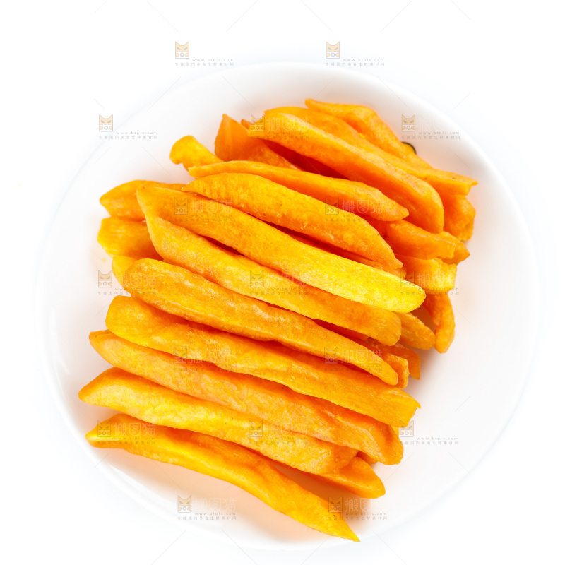 白底上的一盘红薯干