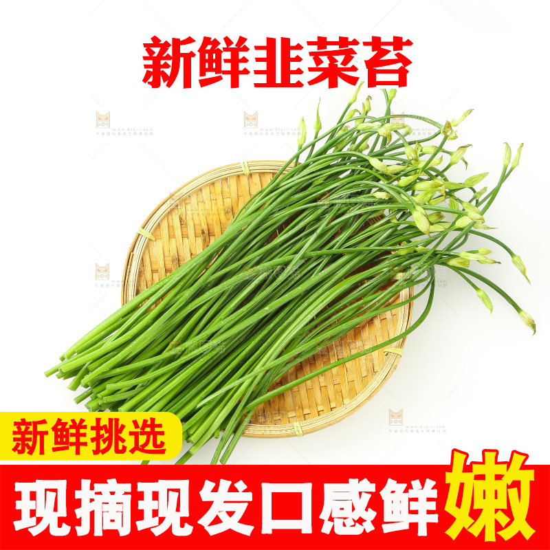 白底上的一篮韭菜苔