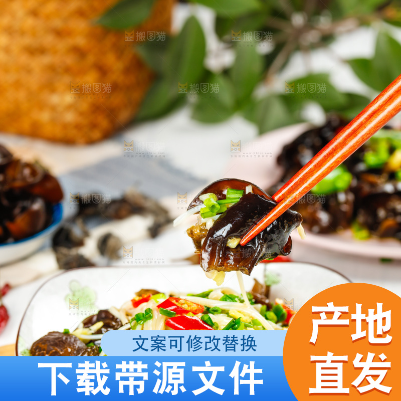 筷子上夹着炒木耳