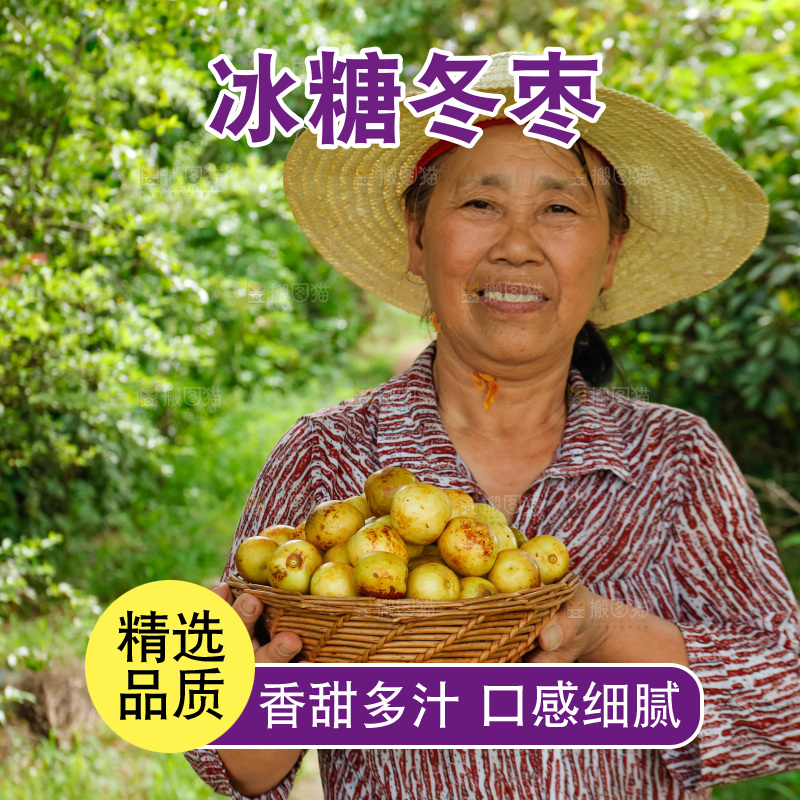 农民手里拿着一篮冬枣