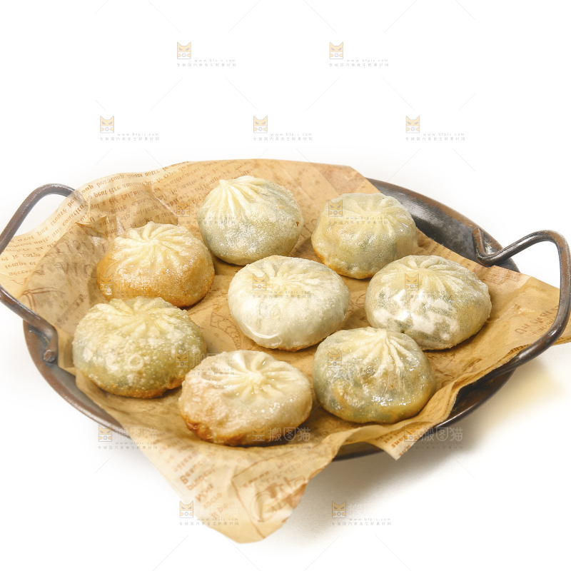 白底上的一盘小煎包