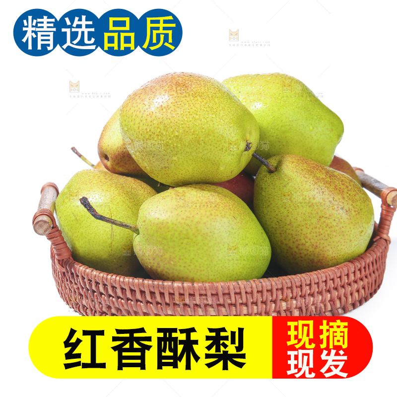 白底上的一篮红酥梨