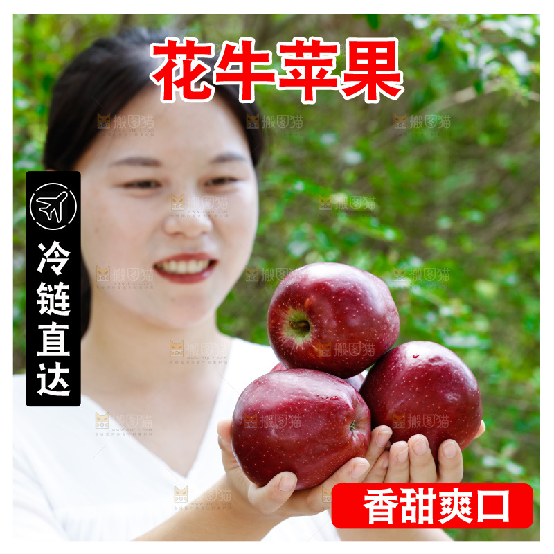 女孩手里拿着天水花牛苹果