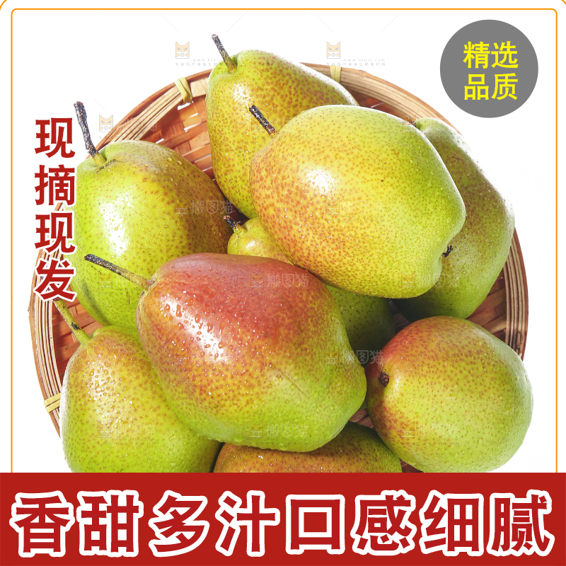 白底上的一篮红酥梨