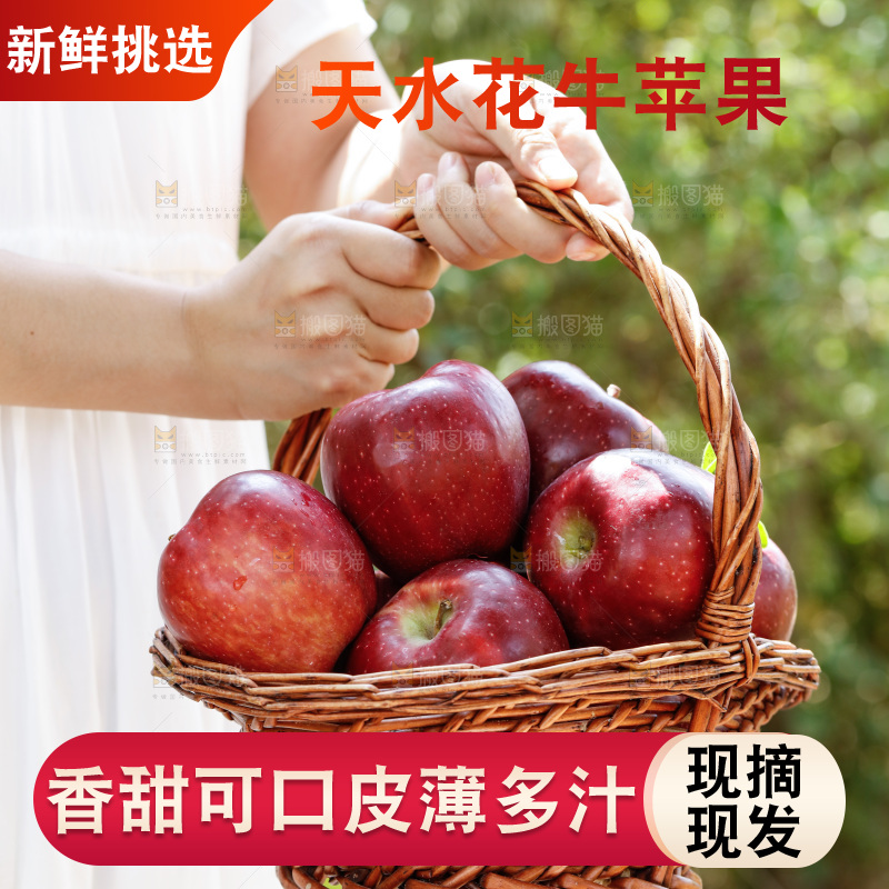手里提着一篮红苹果