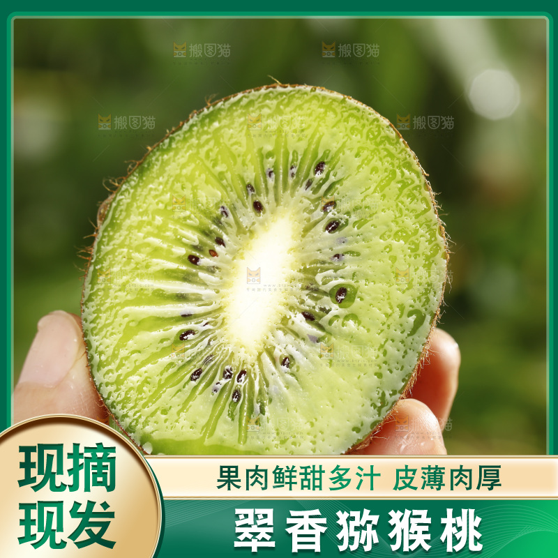 手里拿着绿心猕猴桃