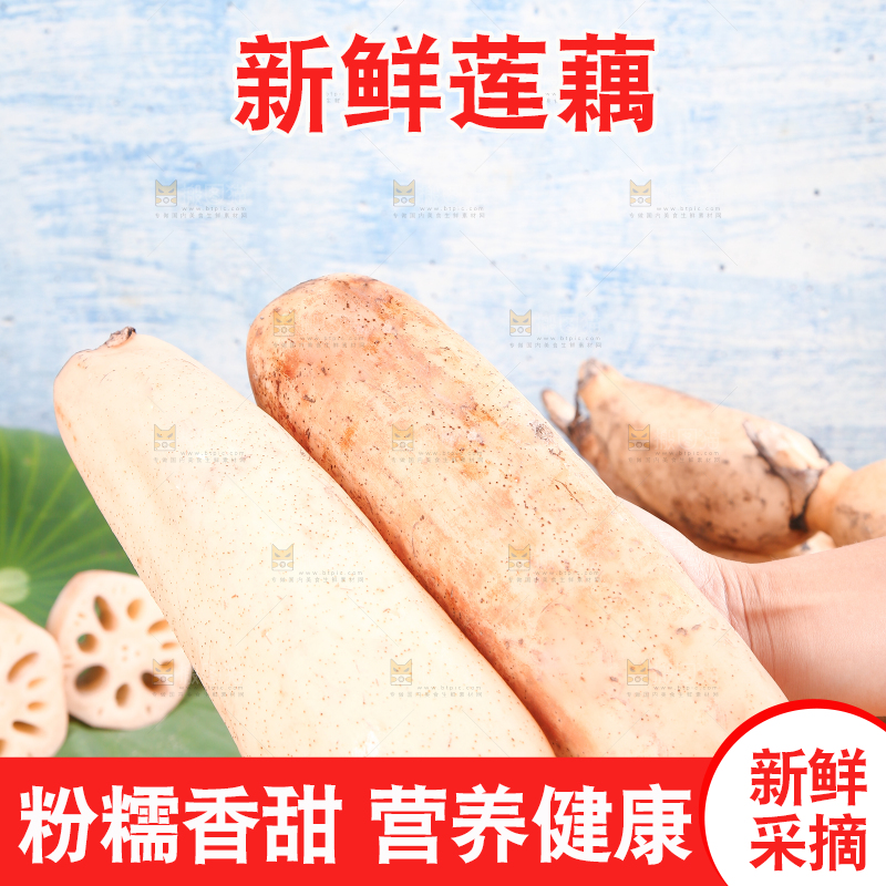 手里拿着莲藕