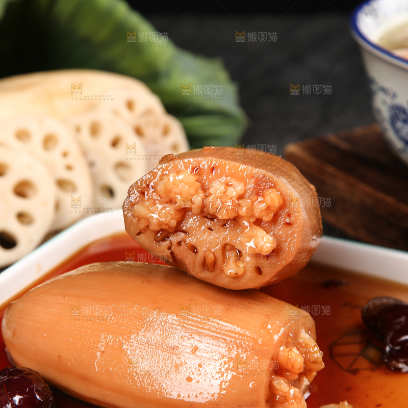 一盘蜜汁糯米莲藕
