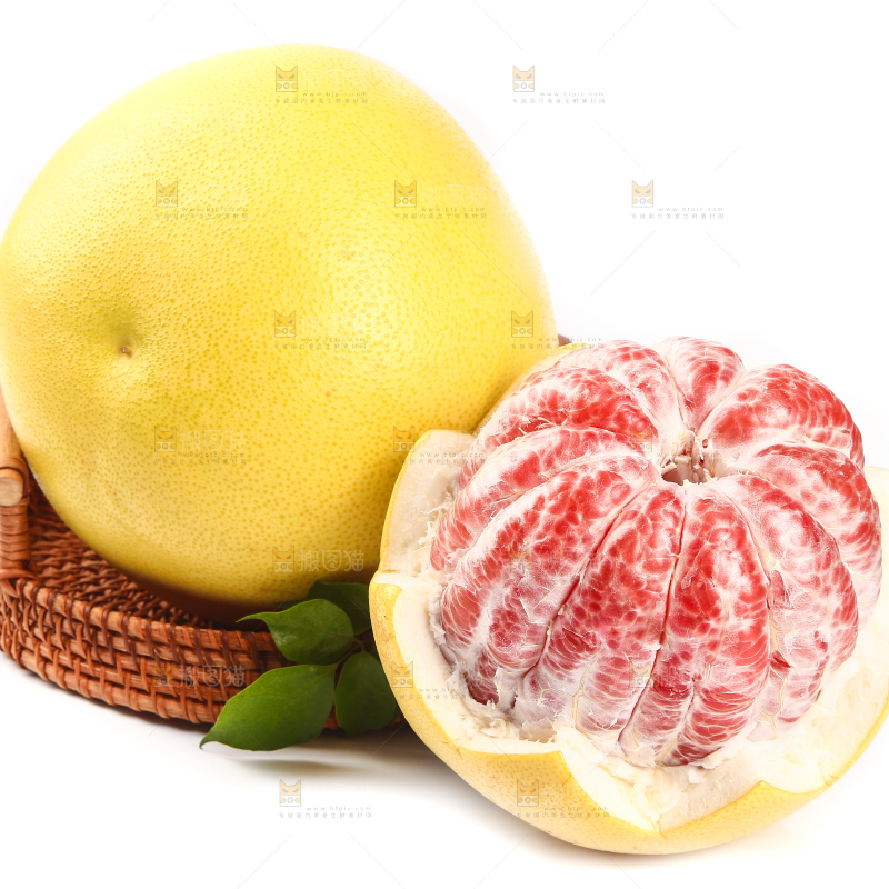 白底上摆放着柚子