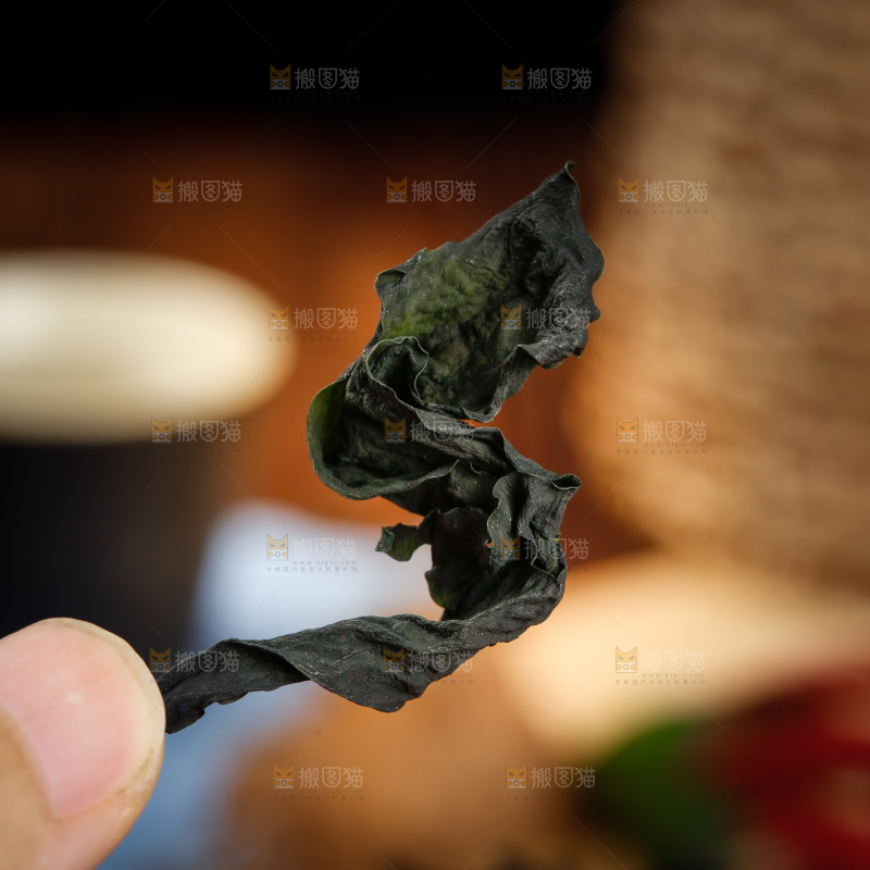 手里拿着裙带菜