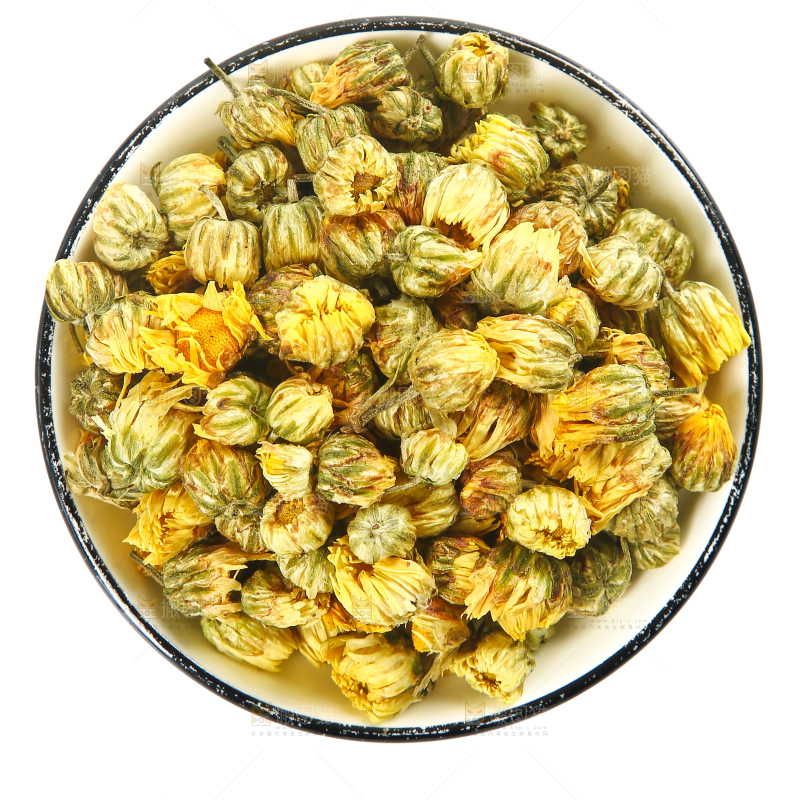 白底上放着一盘胎菊