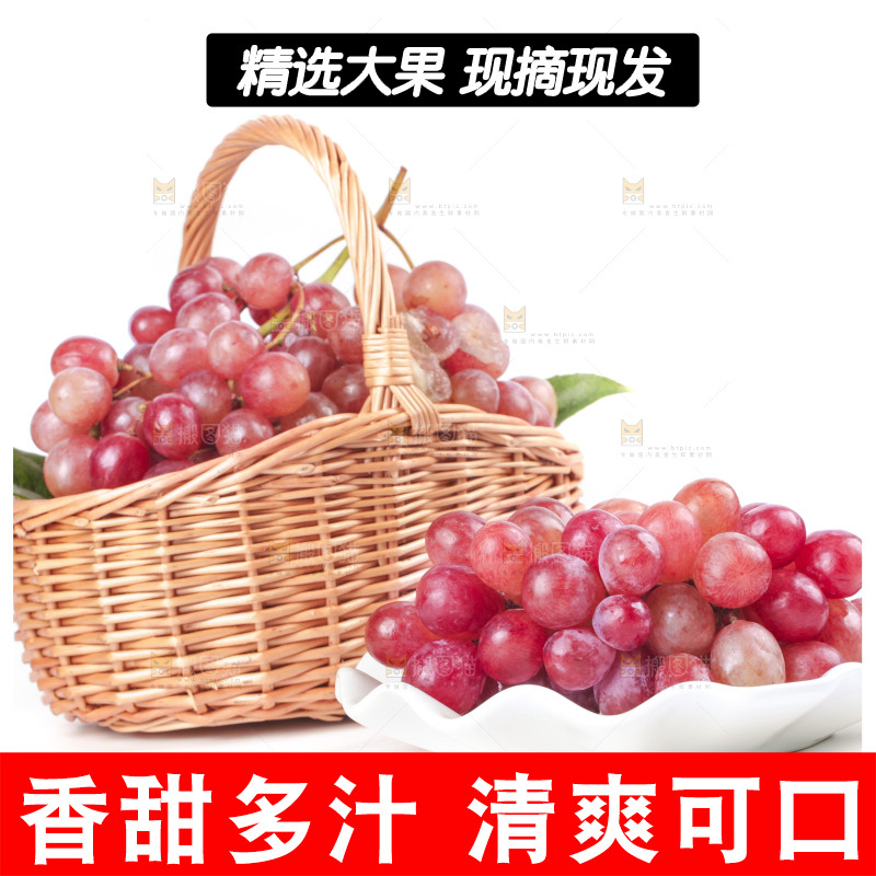 白底上篮子里的红提