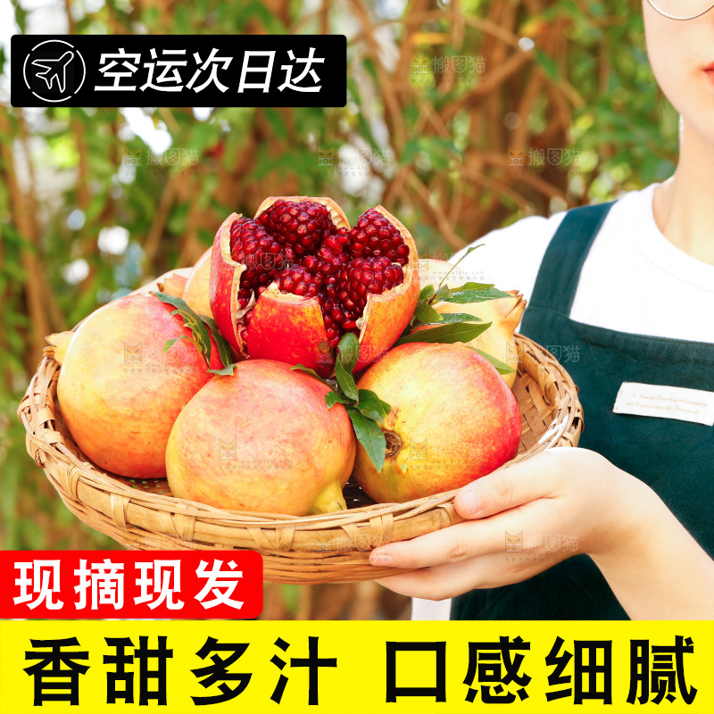 手里端着一篮软籽石榴