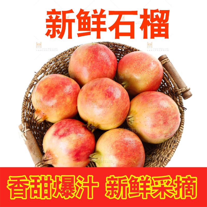 白底上的软籽石榴