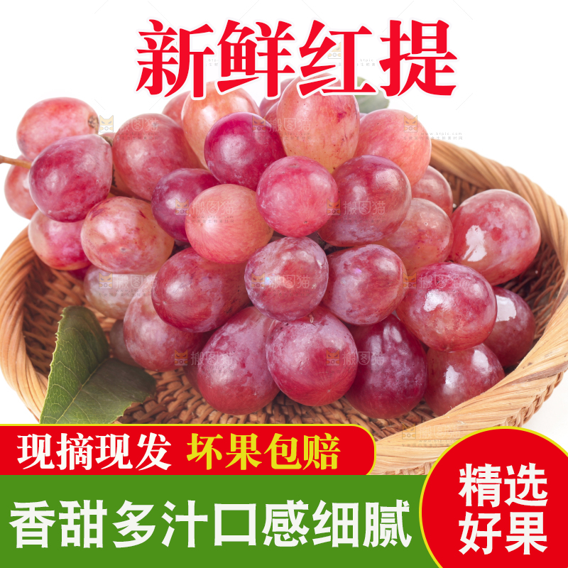 白底上篮子里的红提