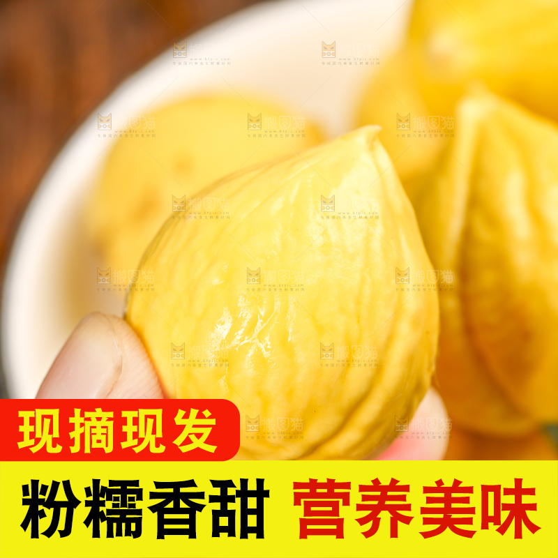手拿着锥栗仁