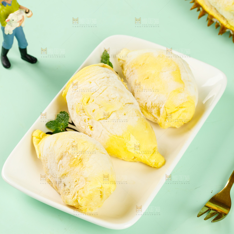 一盘冰冻榴莲果肉
