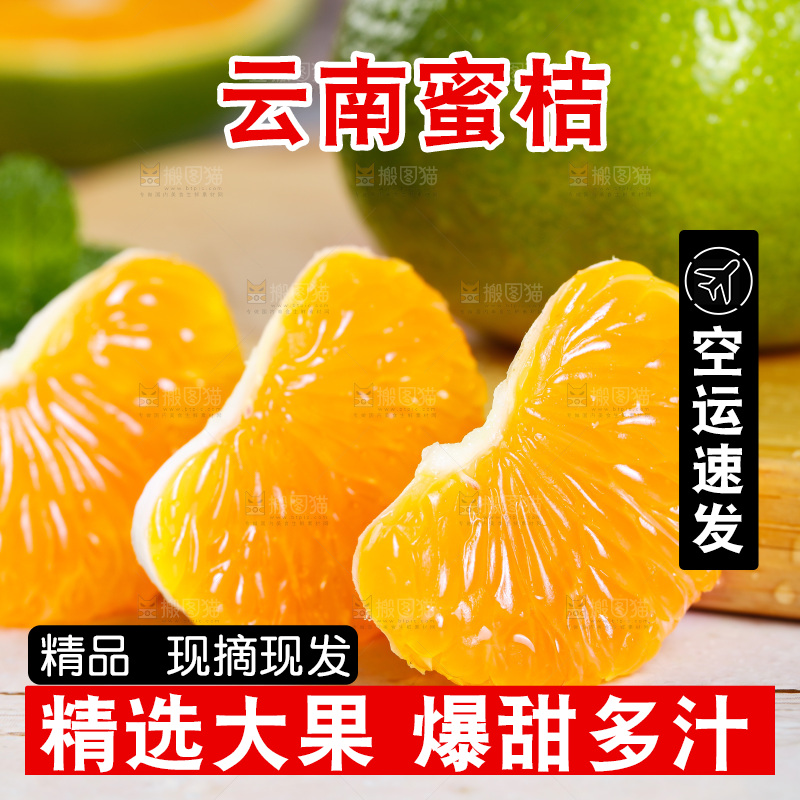 白底上的蜜桔果肉