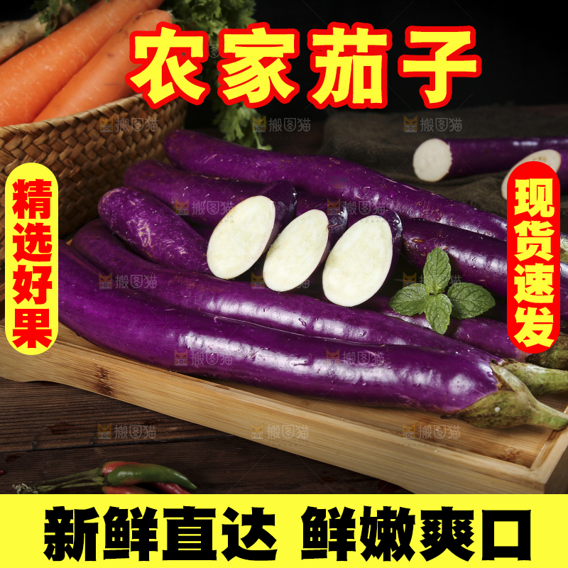 深底上的紫长茄子