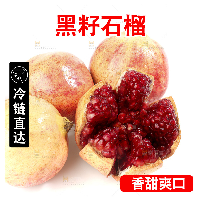 白底上的突尼斯软籽石榴