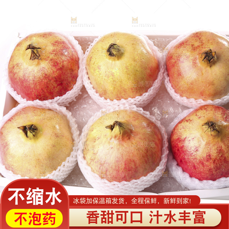 白底上的突尼斯软籽石榴