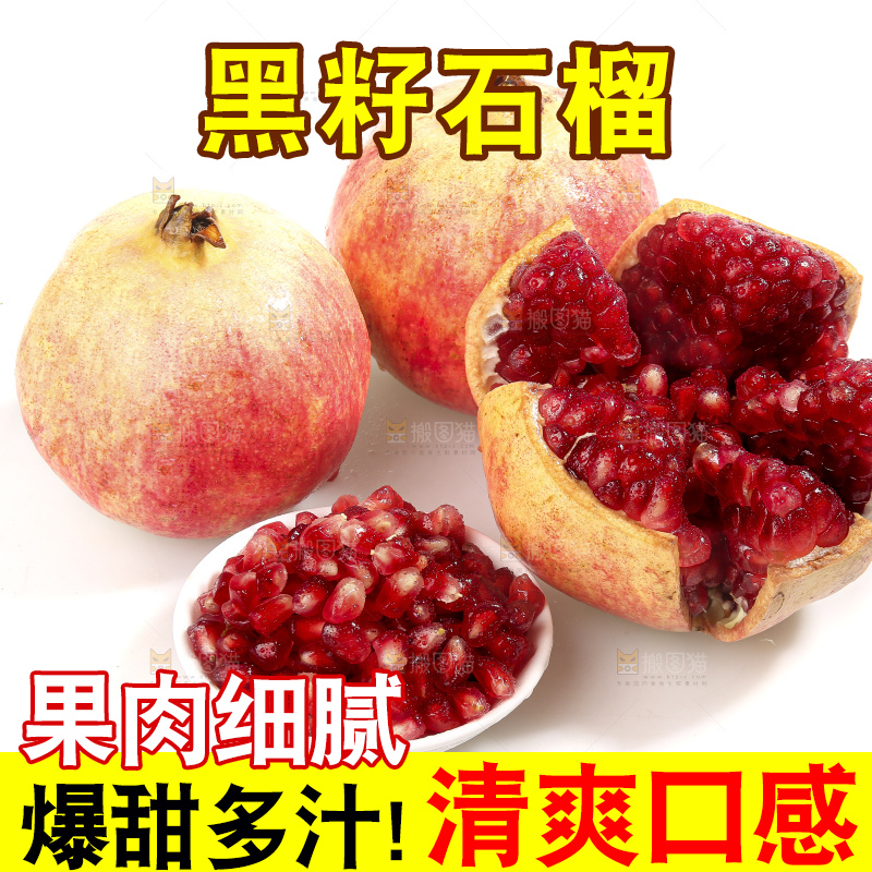白底上的突尼斯软籽石榴