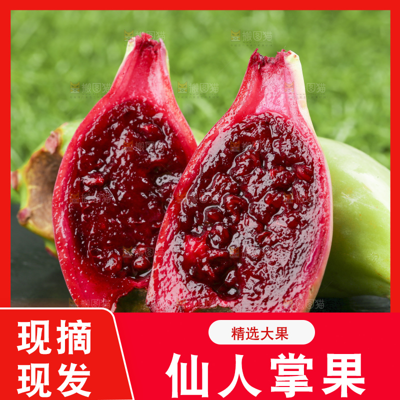 黑石板上放着仙人掌果