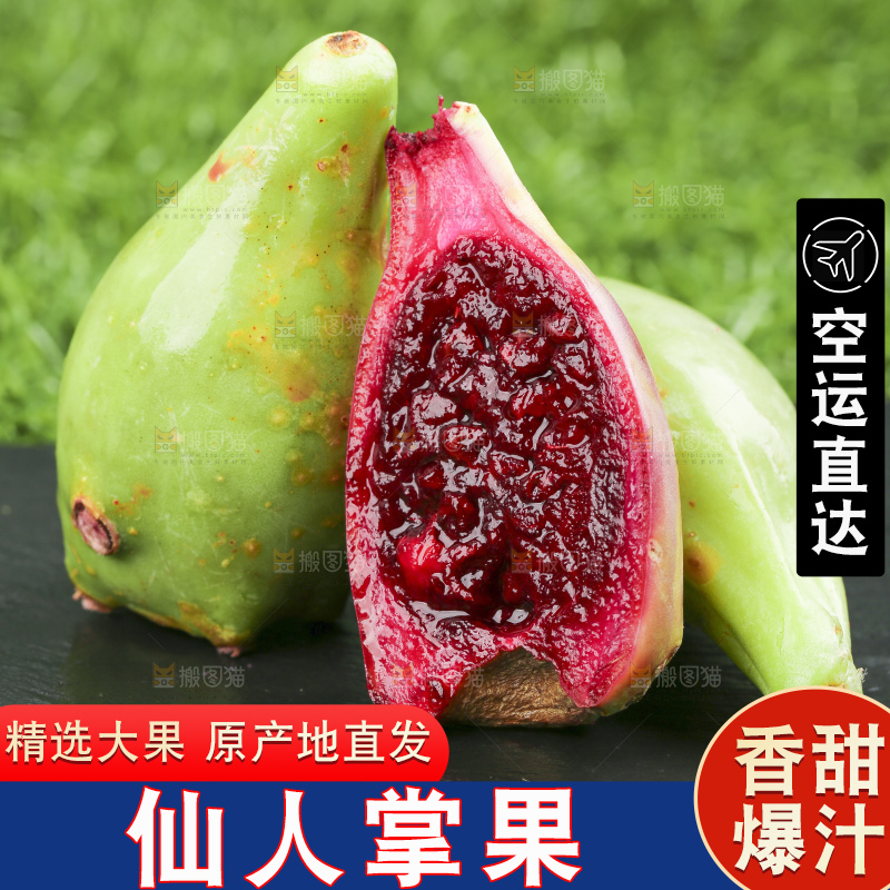 黑石板上放着仙人掌果